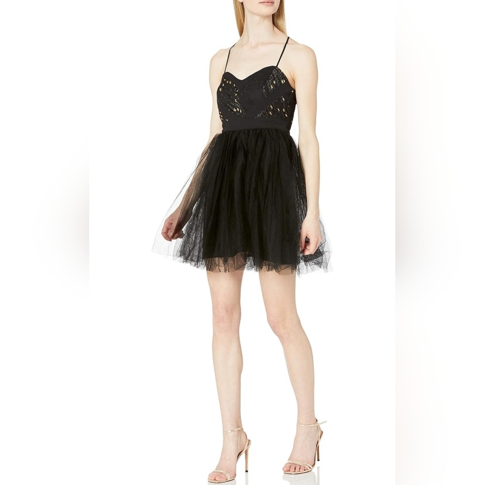NWT Black Formal Dress with Sequins and Tulle XL